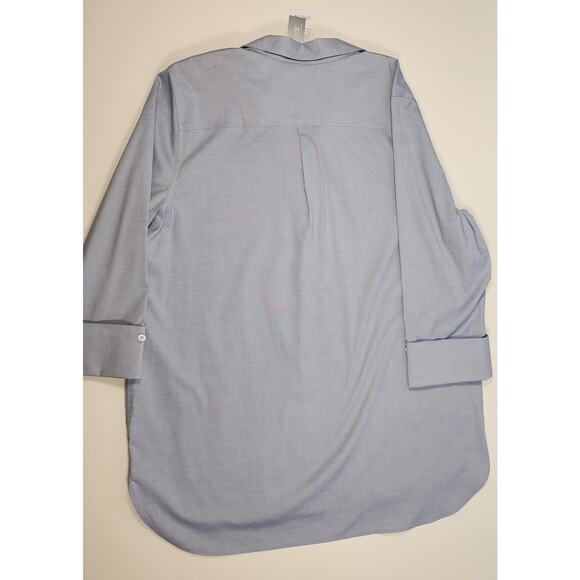 Chico’s No Iron Blue Tunic Blouse Contrast Trim Size 3 (16/18) NWT - Picture 9 of 9